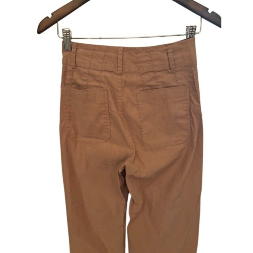 Maeve Anthropologie The Colette Wide Leg Pants Tan Brown Linen Blend Size 26 - Picture 6 of 9